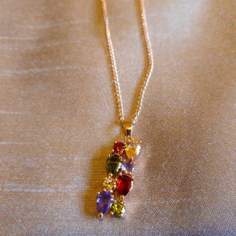 Multi-Colored Gold Necklace w/ Matching Earrings